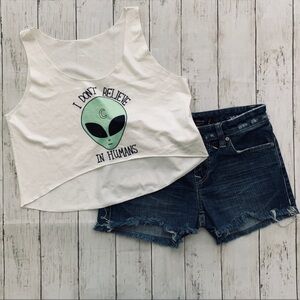 Alien Space “I Don’t believe in humans” cropped sleeveless